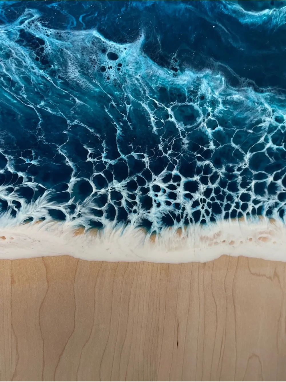 Resin Ocean Wave Cutting Board in Deep Teal & White
